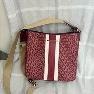Michael Kors Burgundy and Cream Crossbody Bag